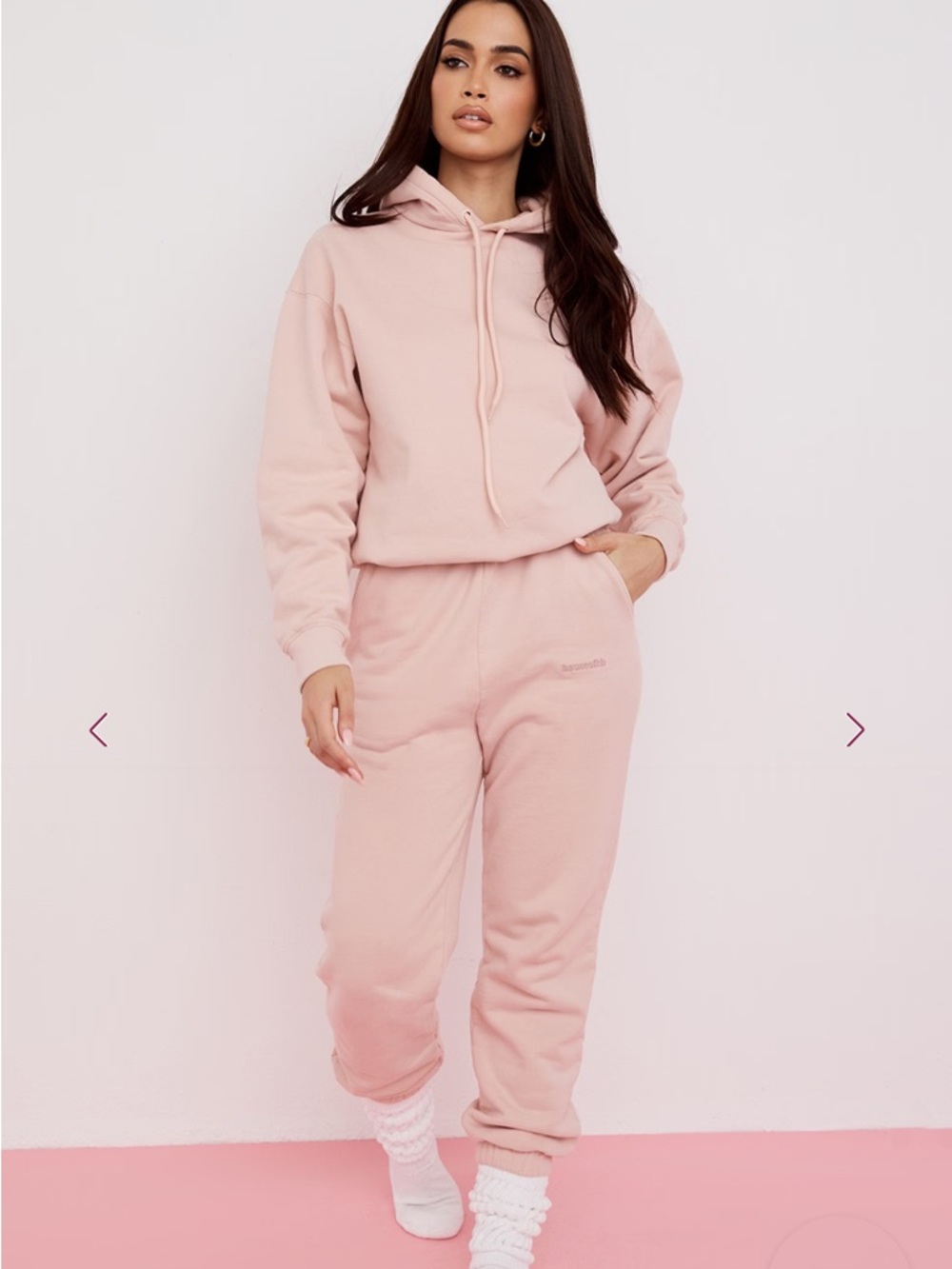 House of CB Blush Pink Halo Hoodie Sky Jogger Sweat Pant Trousers Set